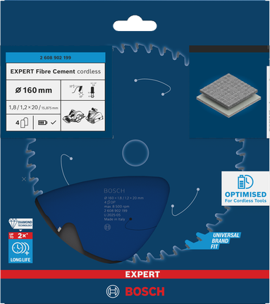 Bosch EXPERT kiudtsemendi akuga ringsae tera 160 mm tsementplaatide jaoks.
